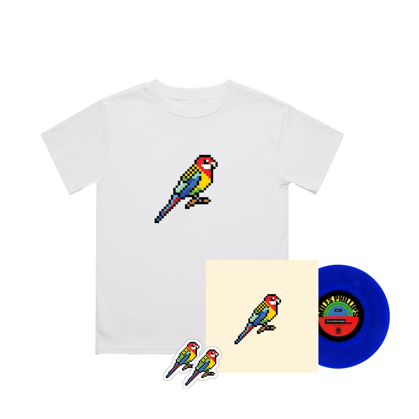 Eastern Rosellas T-Shirt + Vinyl + Stickers Bundle (Youth)