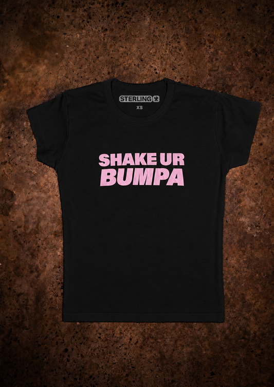 BLACK 'SHAKE UR BUMPA' BABY TEE
