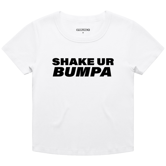 Shake Ur Bumpa | White Baby Tee