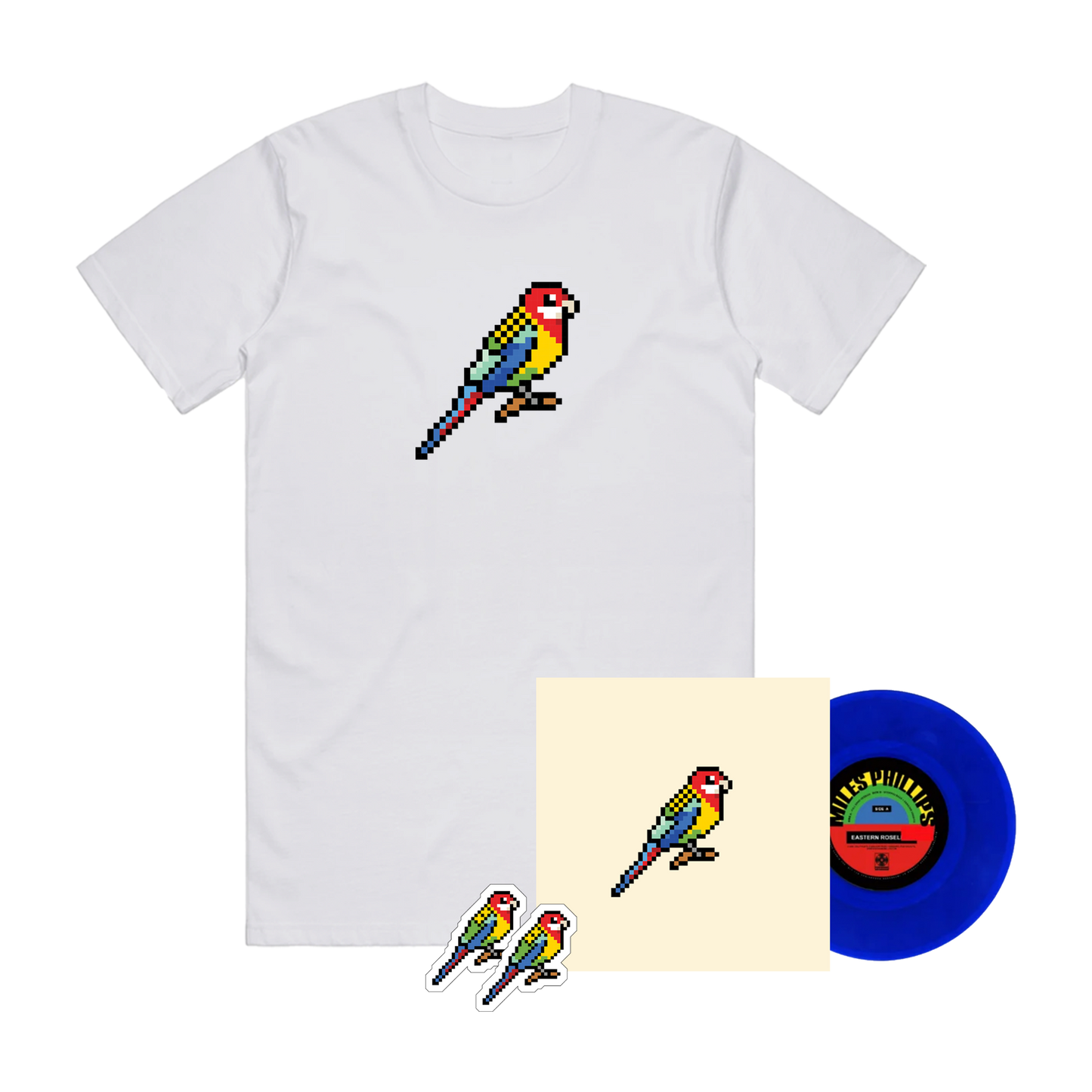 Eastern Rosellas T-Shirt + Vinyl + Stickers Bundle (Adult)