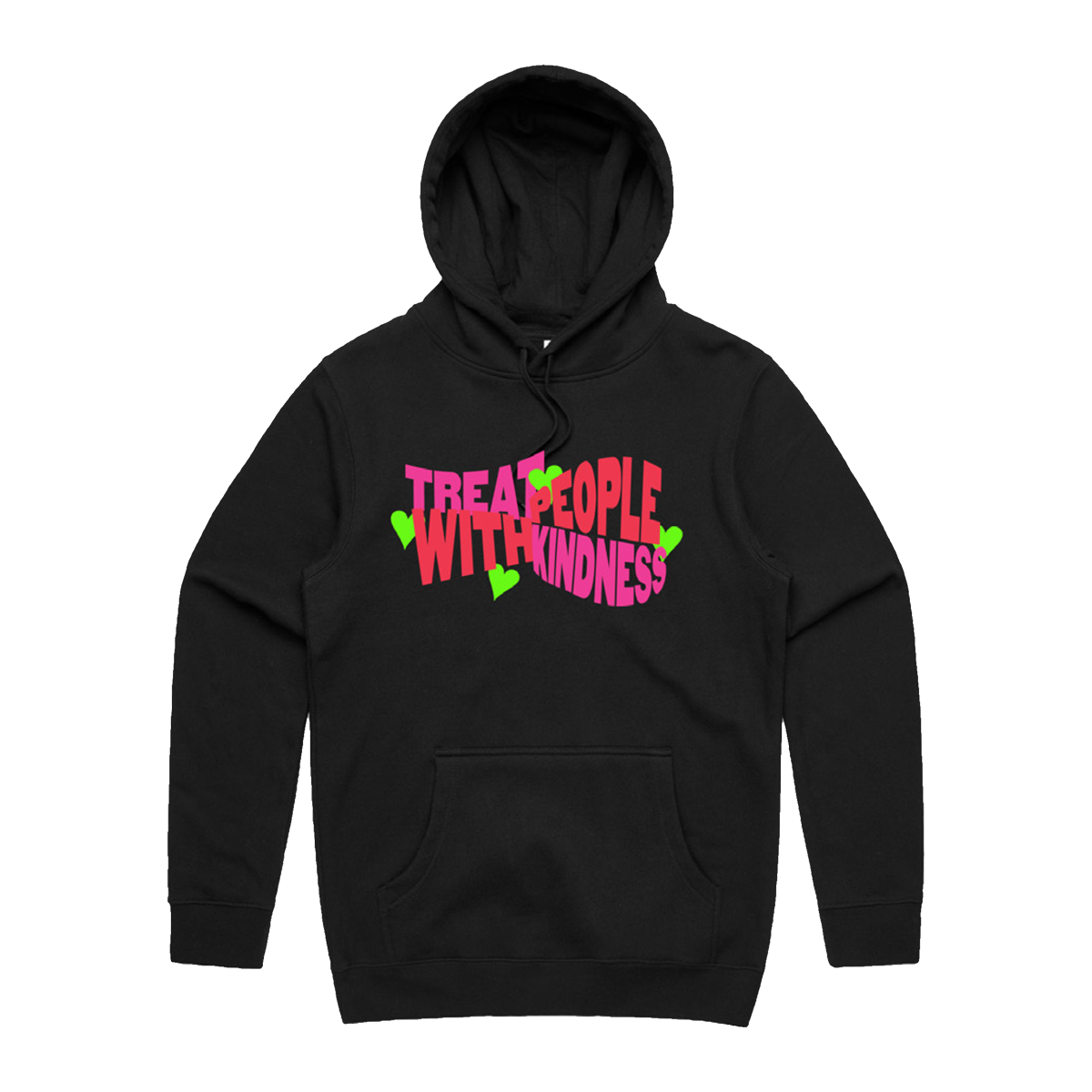 TREAT PEOPLE WITH KINDNESS PINK/LIME PUFF HOODIE
