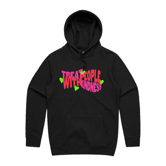 TREAT PEOPLE WITH KINDNESS PINK/LIME PUFF HOODIE