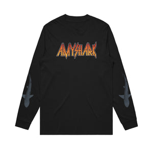 Black long sleeve top with Amy Shark logo